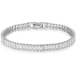 peora Silver Plated Baguette Stone Studded Tennis Bracelet Stylish Fashion Jewellery for Women & Girls Valentines Gift for Her|Mothers Day Gifts for Mom-picture-10
