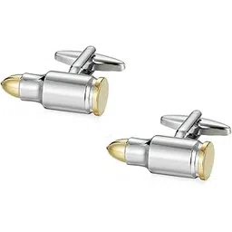 peora Silver Plated Bullet Design Cufflinks Set Stylish Accessories for Men & Boys Wedding Business Gift (PX9CL106)-picture-22