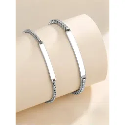 Peora Silver Plated Couples Box Chain Style Adjustable Bracelet for Men & Women-picture-41