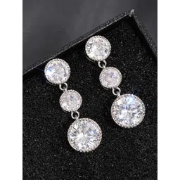 Peora Silver-Plated Crystals Stones Studded Circular Shaped Drop Earrings-picture-20