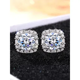 Peora Silver-Plated Crystals Studded Square Shaped Studs-picture-38