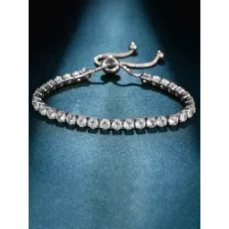 Peora Silver Plated Cubic Zirconia Studded Adjustable Bracelet Fashion Jewellery for Women-picture-10