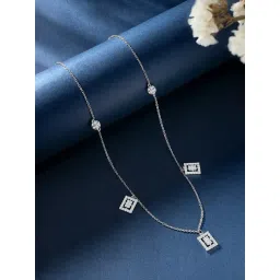 Peora Silver-Plated Cubic Zirconia Studded Chain Pendant Necklace-picture-17