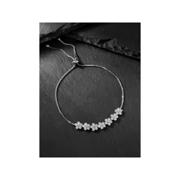 Peora Silver Plated Cubic Zirconia Studded Charm Adjustable Bracelet-picture-12