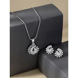 Peora Silver-Plated Cubic Zirconia Studded Jewellery Set-picture-38