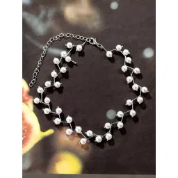 Peora Silver Plated CZ Studded Leaf Shape Stylish Necklace-picture-11