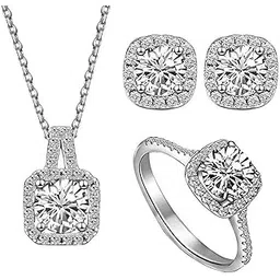 peora Silver Plated CZ Studded Pendant Chain Necklace Finger Ring & Stylish Stud Earrings Set jewellery Gift for Women & Girl-picture-20