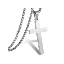 Peora Silver Plated Fancy Cross Pendant with Wheat Chain-picture-30