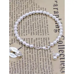 Peora Silver-Plated Frosted Bead Chain Bracelet-picture-41