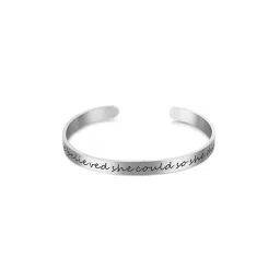Peora Silver-Plated Inspirational Engraved Motivational Quotes Mantra Band Bracelet image 4