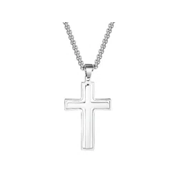 Peora Silver Plated Stylish Cross Pendant with Box Chain-picture-16