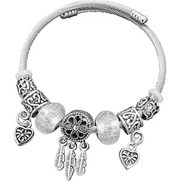 peora Silver Plated Synthetic Stone Studded Adjustable Charm Bracelet Stylish Fashion Jewellery Gift for Girls & Women-picture-45