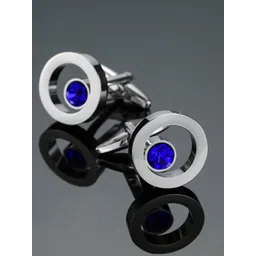 Peora Silver-Plated Textured Round Shape Cufflinks Set-picture-28