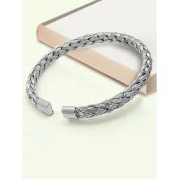 Peora Silver Stainless Steel Kada Bracelet-picture-16