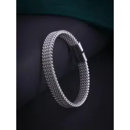 Peora Silver Stainless Steel Kada Bracelet-picture-38