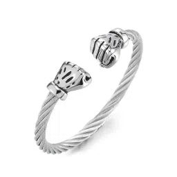 Peora Silver Stainless Steel Kada Bracelet-picture-28