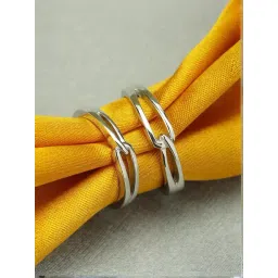 Peora Stainless Steel White Gold Plated Knot Wedding Couple Rings-picture-13