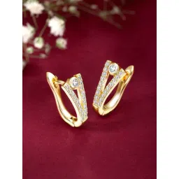 Peora Stylish Gold-Plated Cubic Zirconia Hoop Earrings-picture-26