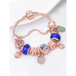 Peora Stylish Rose Gold - Blue Rose Gold Plating Synthetic Stone & Beads Bracelets-picture-21