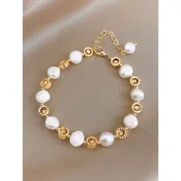 Peora Stylish White - Gold Plating Beads Bracelets-picture-31