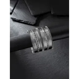 Peora Traditional Antique Look Oxidized Silver-Plated Bangle - Set of 22-picture-39