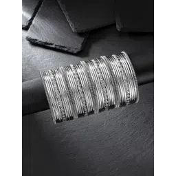 Peora Traditional Antique Look Oxidized Silver-Plated Bangle - Set of 44-picture-36