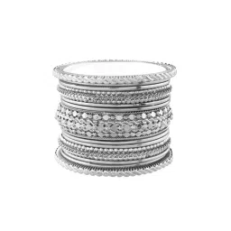 Peora Traditional Silver Roudium-Plated Bangles - Set of 13-picture-27