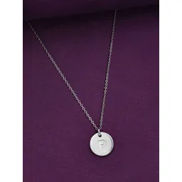Peora Unisex Silver-Plated Stainless Steel Alphabet P Circular Pendant With Chain-picture-24