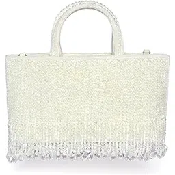 peora White Beads Clutch Purse for Women Girls Fancy Ethnic Handmade Handbag Bridal Clutch-picture-21