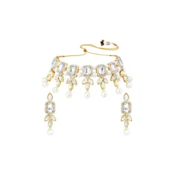 Peora White Gold-Plated Kundan Choker Earrings Set image 2