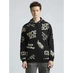 Pepe Jeans Black Cotton Loose Fit Printed Hooded Sweatshirt-picture-34