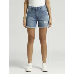 Pepe Jeans Blue Cotton Distressed Shorts-picture-11