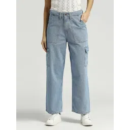 Pepe Jeans Blue Cotton High Rise Flared Jeans-picture-46