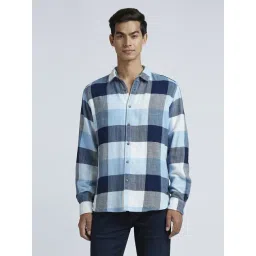 Pepe Jeans Blue Cotton Regular Fit Checks Shirt-picture-18