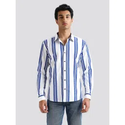 Pepe Jeans Blue Cotton Regular Fit Striped Shirt-picture-23