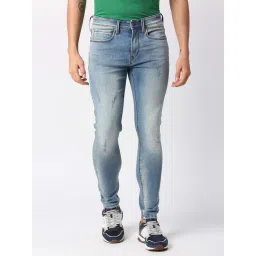 Pepe Jeans Blue Cotton Skinny Fit Distressed Jeans-picture-30
