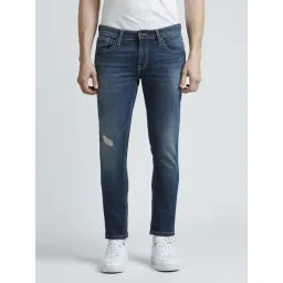 Pepe Jeans Blue Cotton Skinny Fit Distressed Jeans-picture-19