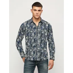 Pepe Jeans Blue Regular Fit Printed Cotton Shirt-picture-29