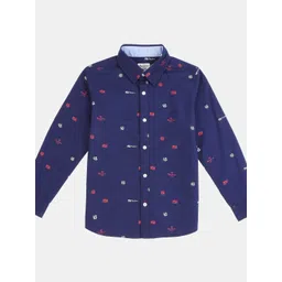 Pepe Jeans Boys Blue Printed Regular Fit Cotton Casual Shirt-picture-12