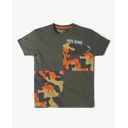 pepe jeans Boys Camouflage Print Regular Fit Crew-Neck T-Shirt-picture-13