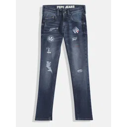 Pepe Jeans Boys Chase Cashed Slim Fit Low Distress Heavy Fade Printed Stretchable Jeans-picture-39