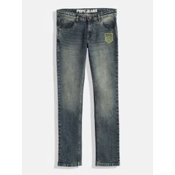 Pepe Jeans Boys Grant Cashed Slim Fit Mid-Rise Heavy Fade Stretchable Jeans With Print image 1