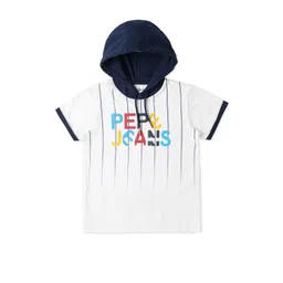Pepe Jeans Boys Printed Hooded Cotton T-shirt-picture-51