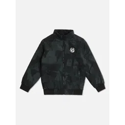 Pepe Jeans Boys Printed Mock Collar Reversible Bomber Jacket-image-46