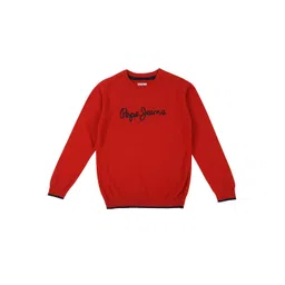 Pepe Jeans Boys Red & Black Typography Printed Cotton Pullover-picture-19