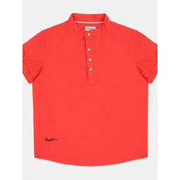 Pepe Jeans Boys Red Solid Cotton Regular Fit Casual Shirt-picture-12