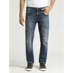 Pepe Jeans Dark Indigo Blue Cotton Slim Fit Distressed Jeans-picture-33