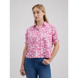 Pepe Jeans Fuchsia Floral Print Short Sleeve Shirt-picture-23