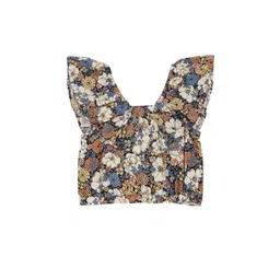 Pepe Jeans Girls Brown & Cream-Coloured Floral Print Ruffles Top-picture-30
