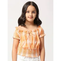 Pepe Jeans Girls Checked Off-Shoulder Smocked Cotton Blouson Top-picture-34
